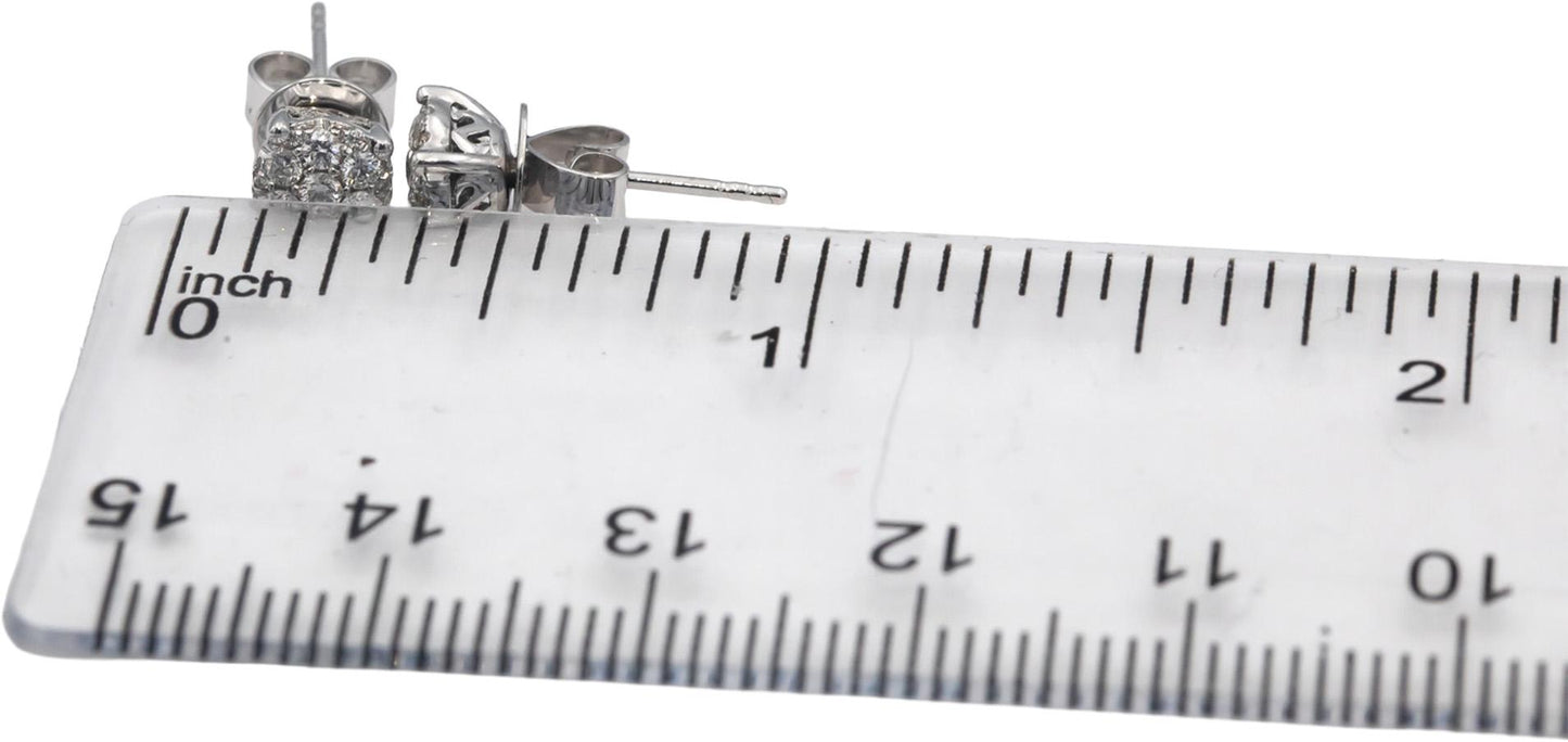 18k White Gold VS Round Diamond Cluster Stud Earrings 0.33CTW