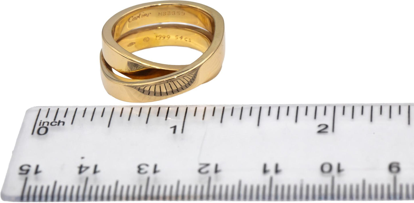 CARTIER Vintage 18k Yellow Gold Nouvelle Vague Crossover Ring 6.75 Euro 54