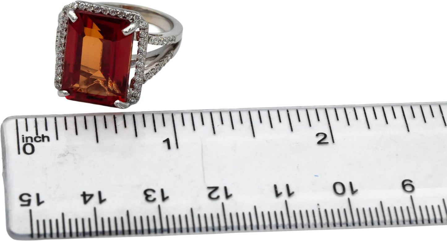 GIA Certified 18k White Gold Lab-Grown Sapphire & Diamond Ring 14.02CT Size 6.5