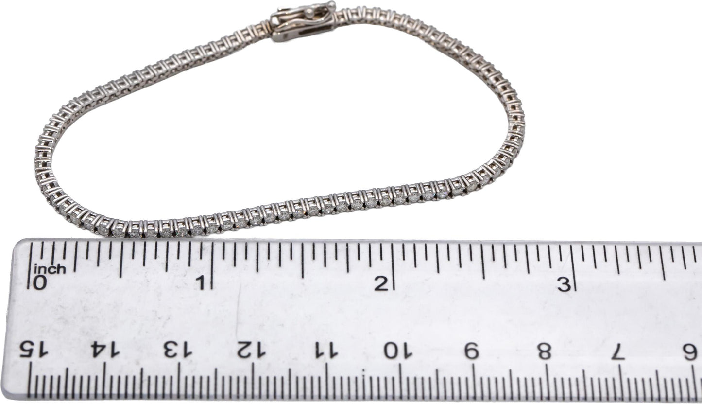 14k White Gold Round Diamond Tennis Bracelet 1.90CT
