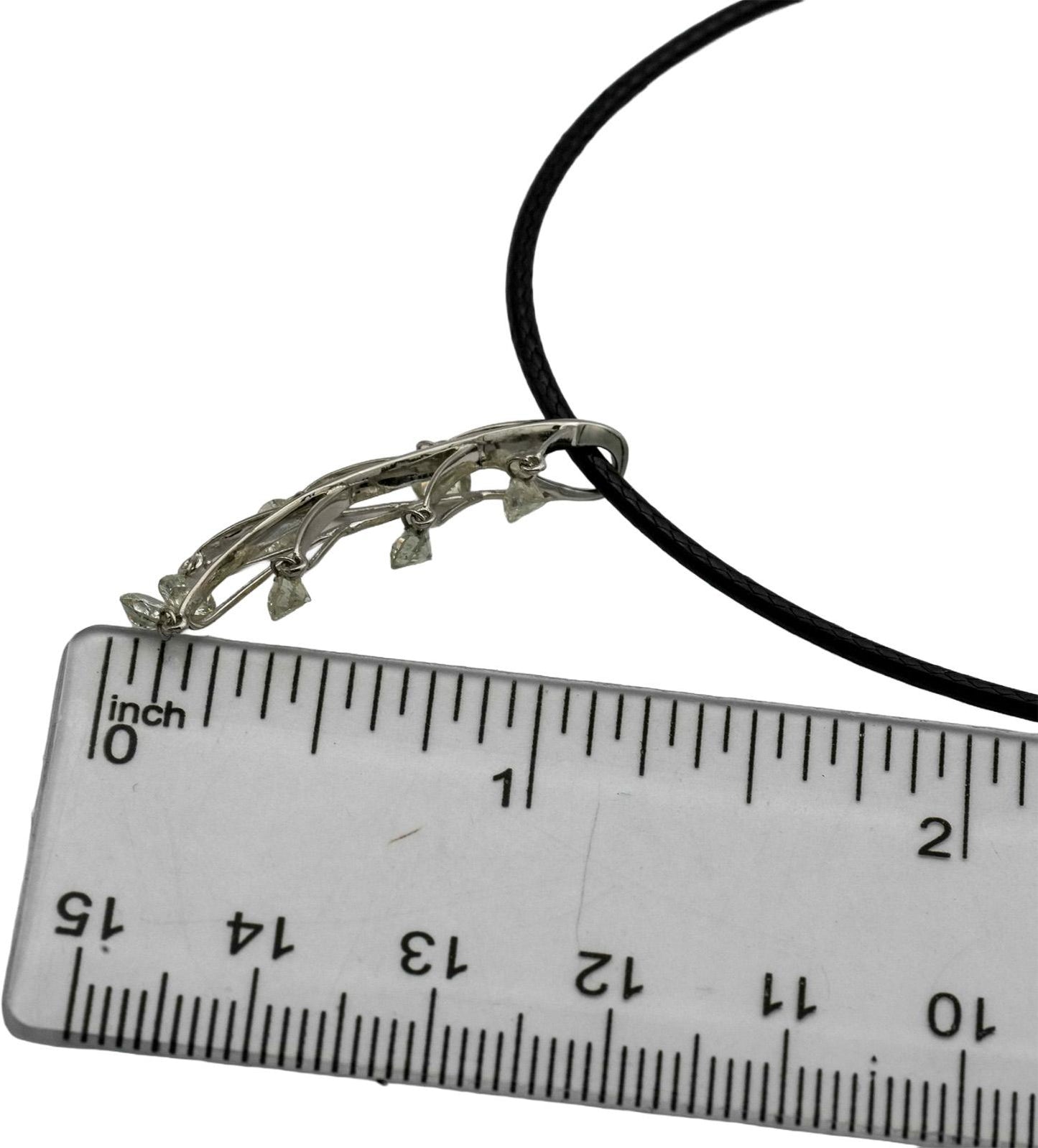 14k White Gold Round Diamond Dangle Floral Pendant Necklace 1.40CT