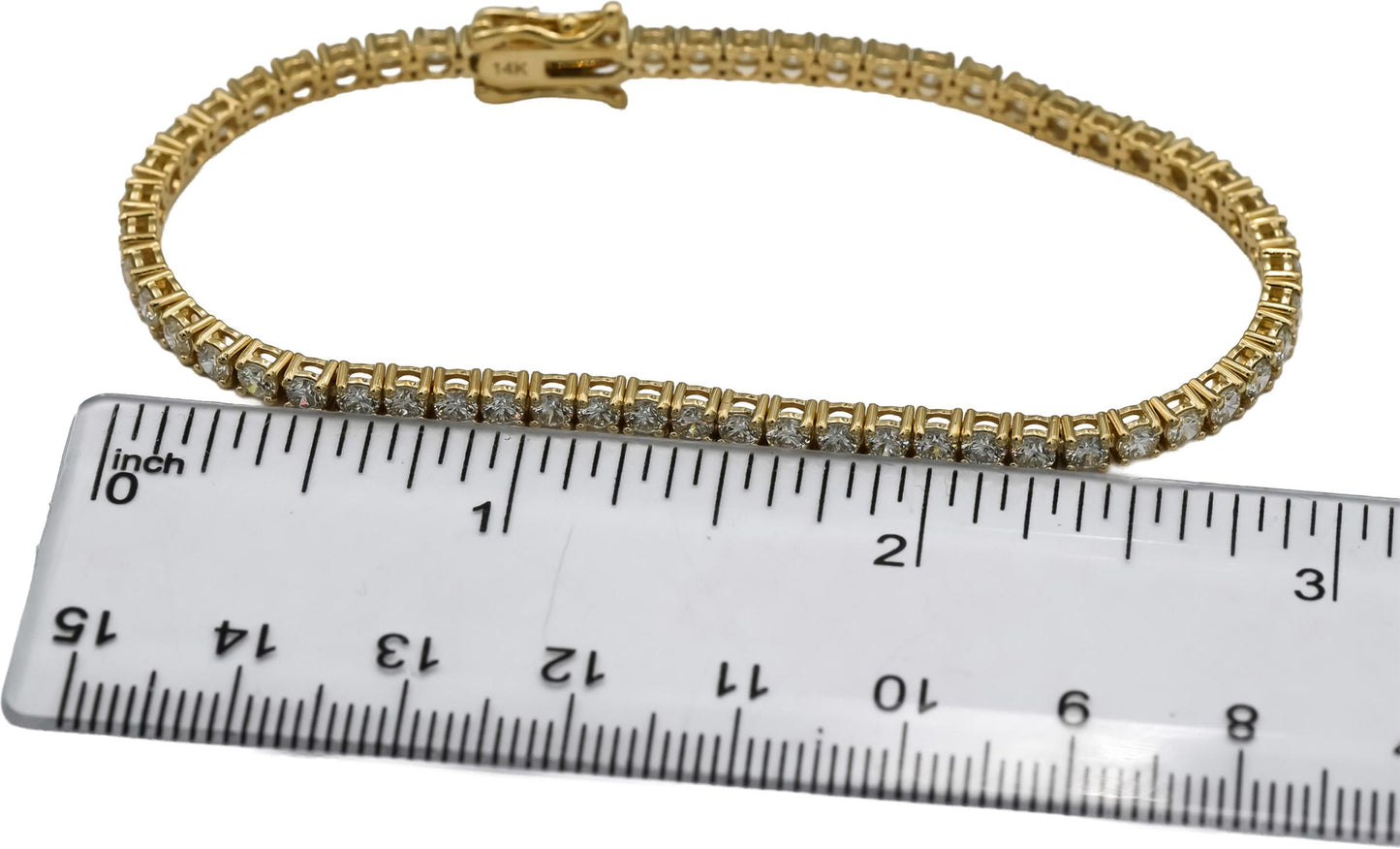 14k Yellow Gold VS Round Diamond Tennis Bracelet 4.69CT