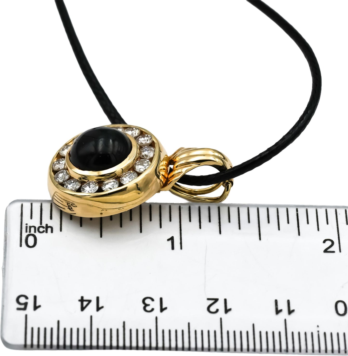 14k Yellow Gold VS Diamond and Black Star Diopside Pendant Necklace 6.76CTW