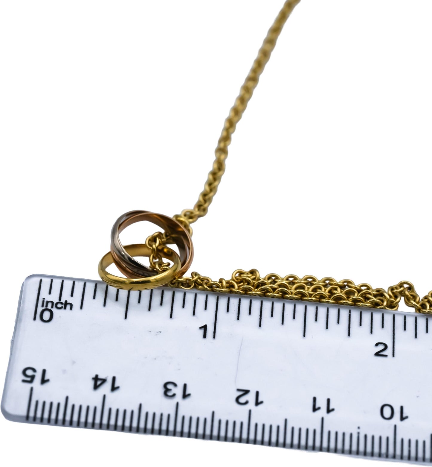 CARTIER 18k Yellow White Rose Gold Intertwined Bands Trinity Necklace