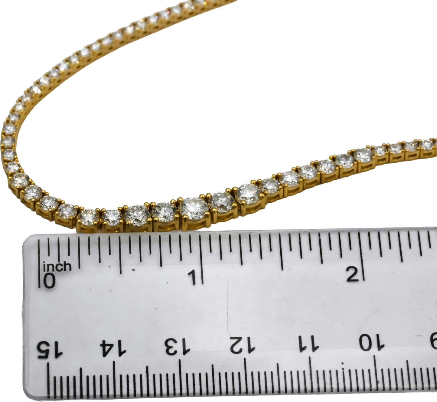 14k Yellow Gold Round Diamond Graduated Riviera Necklace 8.51CT