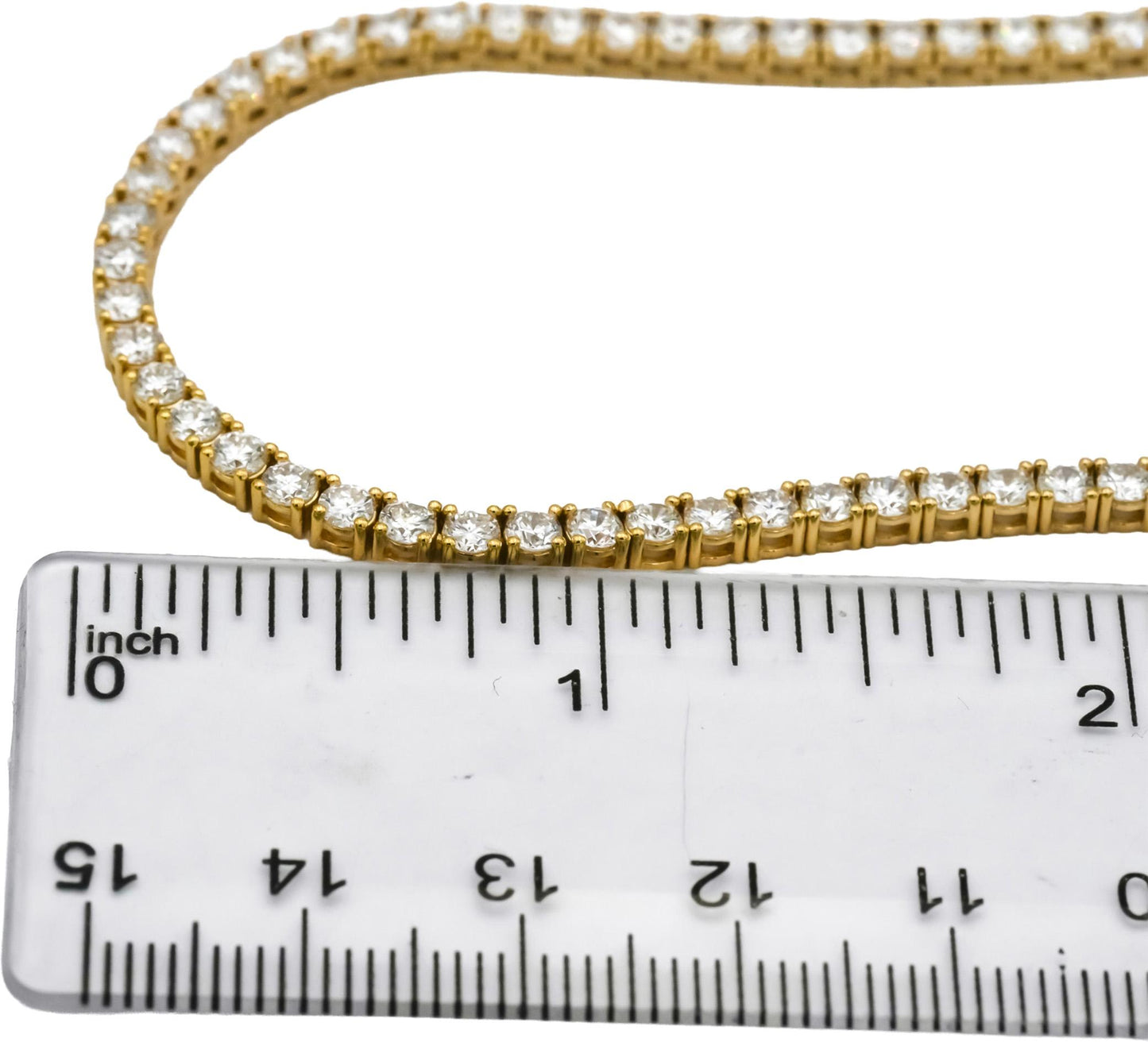 14k Yellow Gold VS Round Lab-Grown Diamond Tennis Necklace 12.82CT