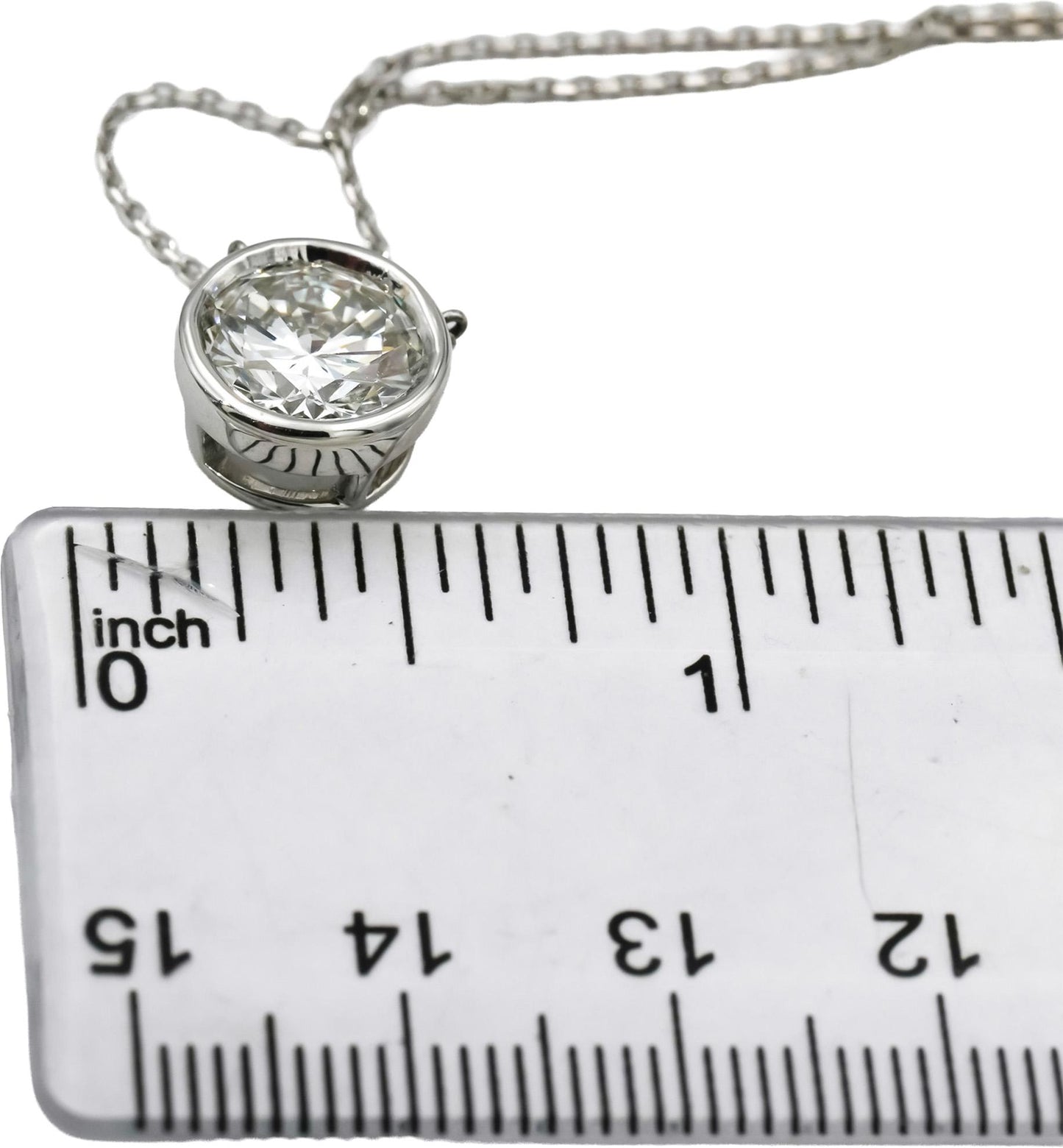 14k White Gold VS Round Lab-Grown Diamond Solitaire Pendant Necklace 2.50CT