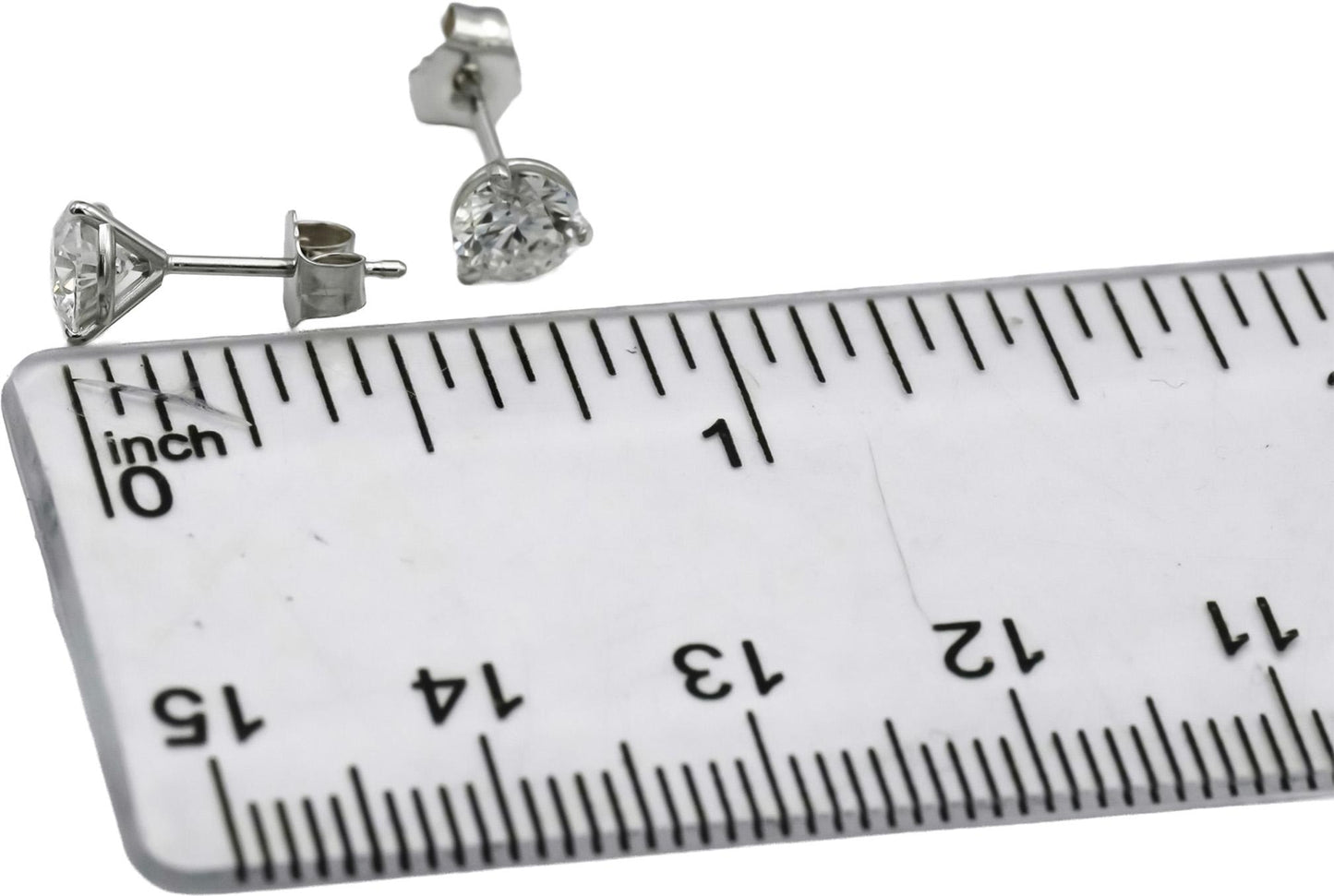 14k White Gold VS Round Lab-Grown Diamond Stud Earrings 1.0CT