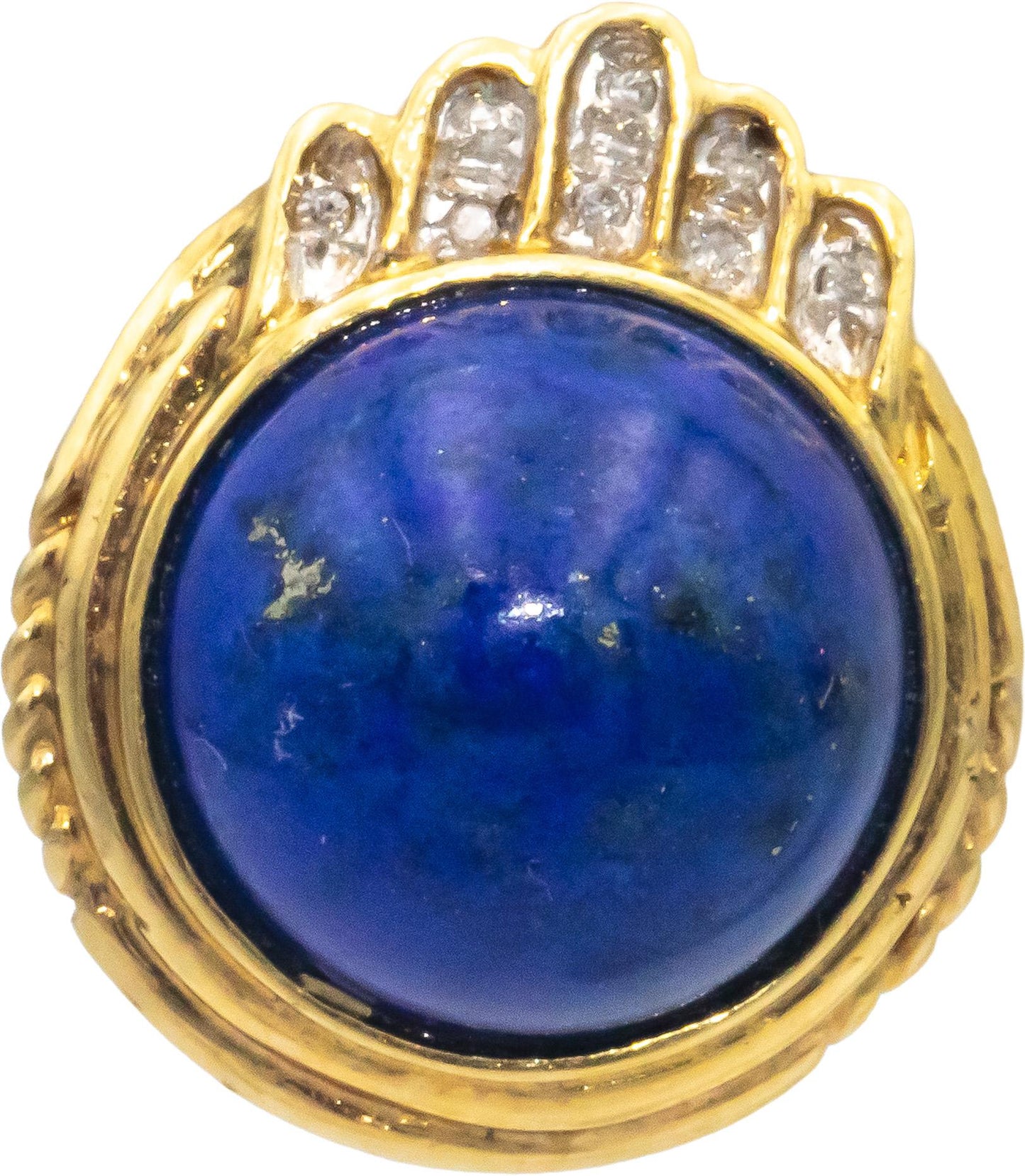 14k Yellow Gold 0.10CT Diamond and 11.2mm Lapis Lazuli Earrings