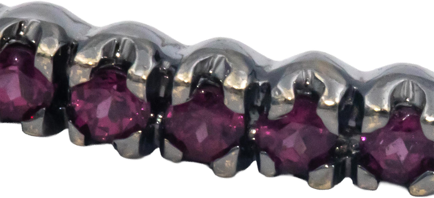 18k White Gold 3.0CT Round Cut Pink Tourmaline Stackable Bangle Bracelet