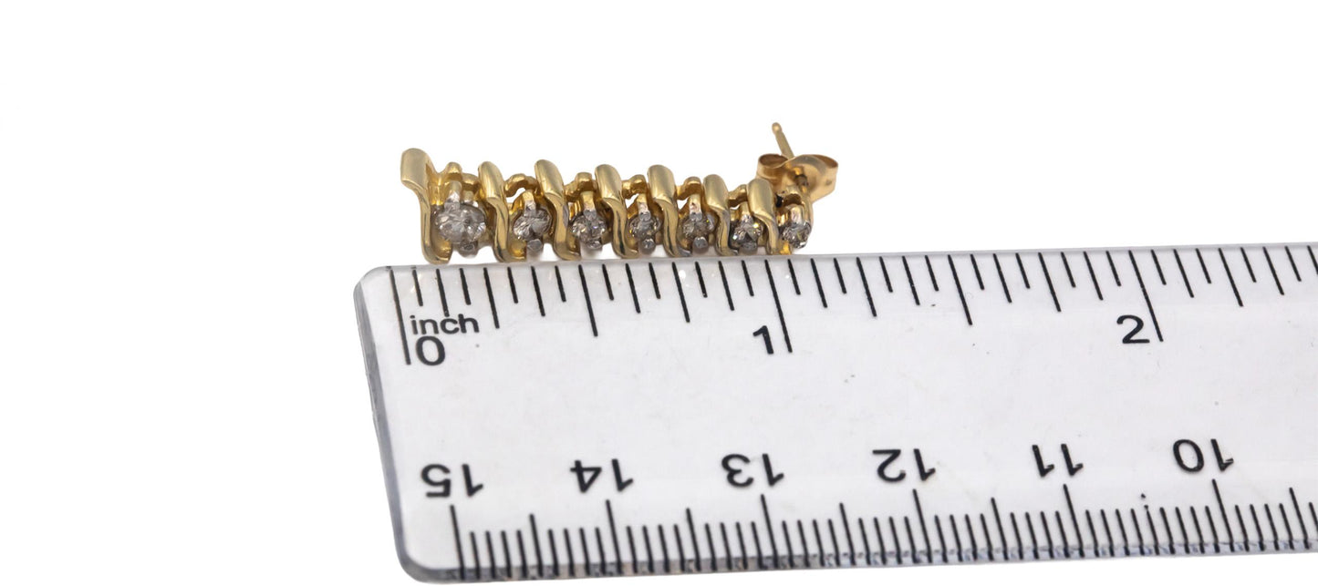 14k Yellow Gold 0.50CT Round Cut Diamond Drop Dangle Earrings