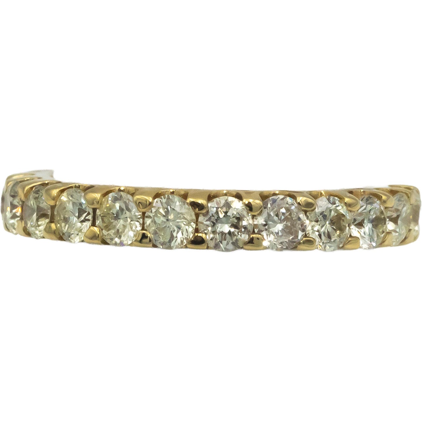 18k Yellow Gold 1.51CT Round Cut Diamond Half-Eternity Band Ring Size 6.5