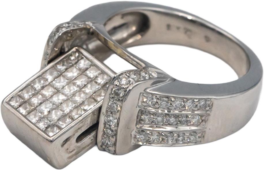 18k White Gold 1.50CT VS White and Blue Diamond Reversible Ring Size 5.75