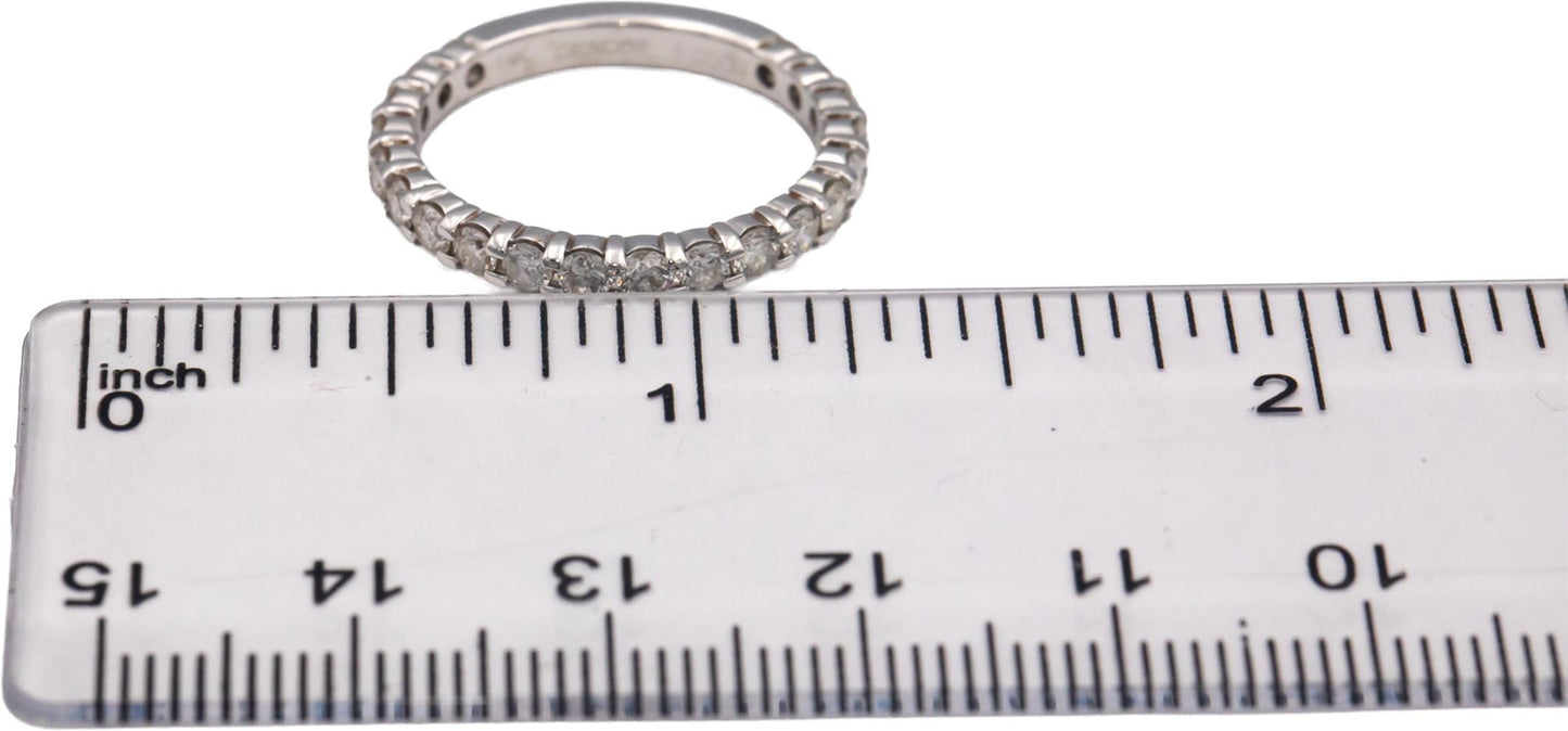 LENOOR 14k White Gold 1.0CT Round Cut Diamond Semi-Eternity Ring Size 7
