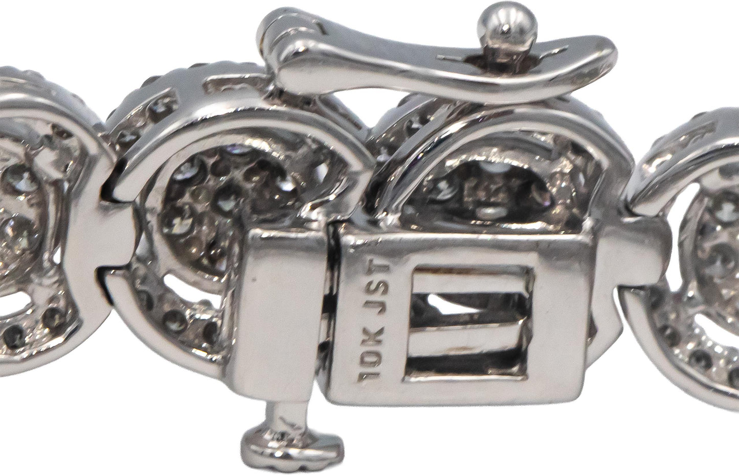 10k White Gold Jewelry 5.0CT Round Cut Diamond Cluster Fancy Link Bracelet