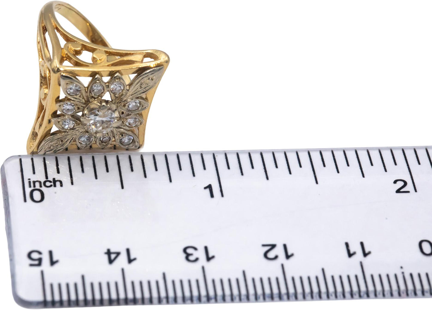 Antique Vintage 14k Yellow Gold Diamond Ring 0.45CT w/ 0.25CT Center Size 6