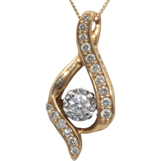 14k Yellow Gold Jewelry 0.37CT Round Cut Diamond Pendant Necklace