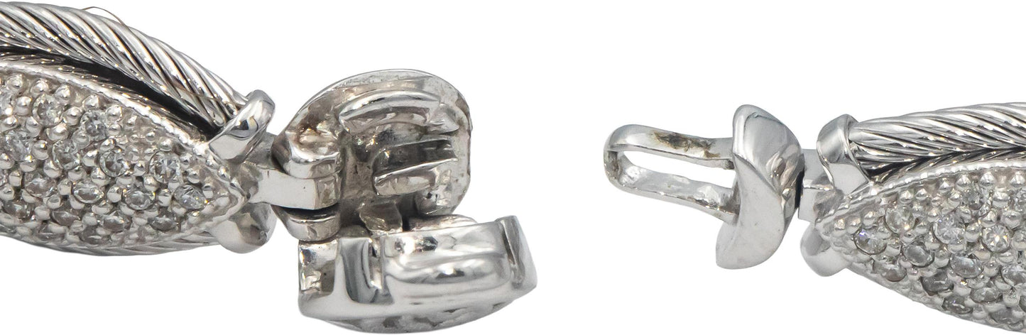 PHILIPPE CHARRIOL 18k White Gold VS Diamond Pave Fancy Link Bracelet 1.10CT