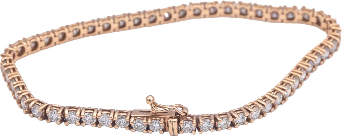 14k Rose Gold Jewelry Round Cut Prong Set Diamond Tennis Bracelet 5.06CT