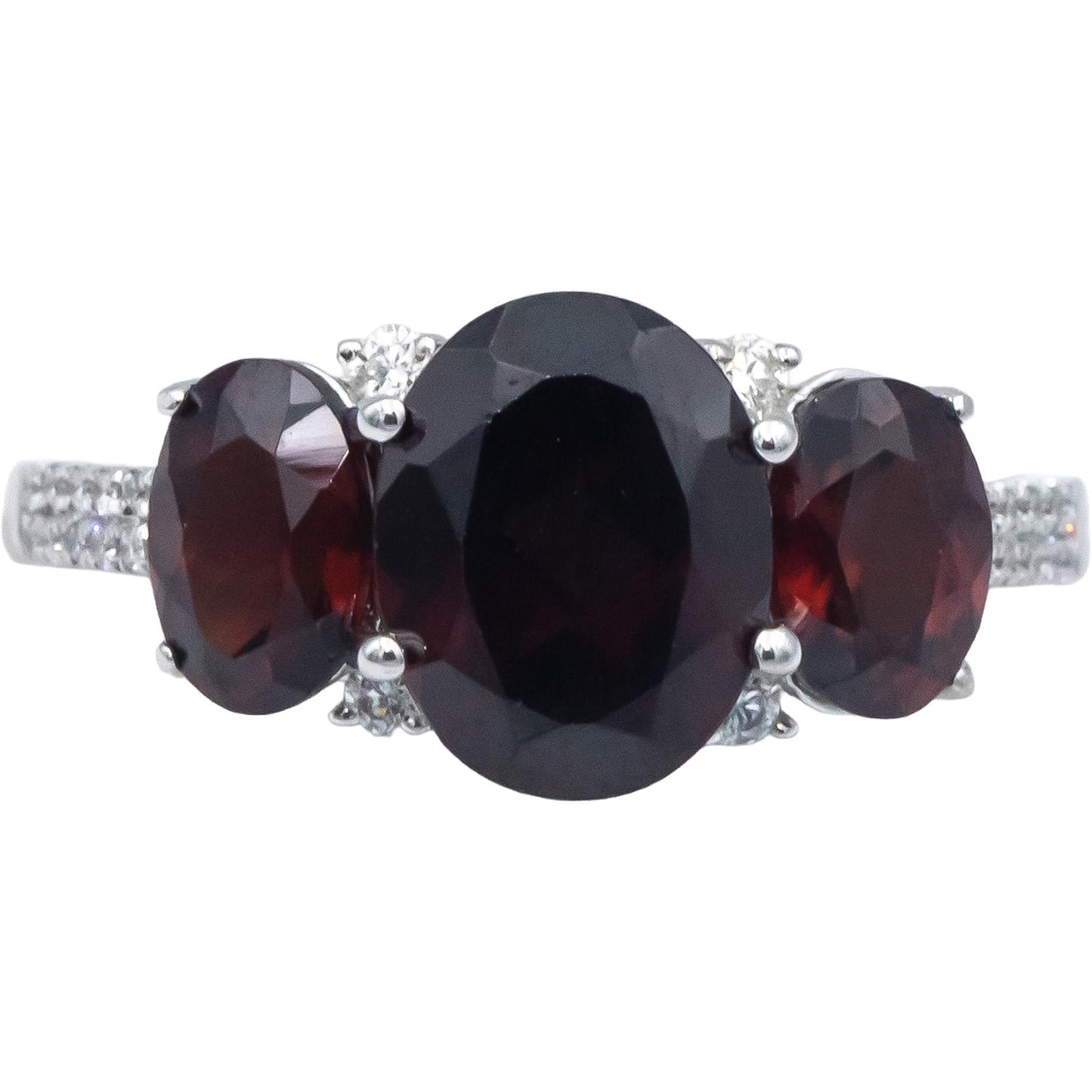 14k White Gold Jewelry 3.70CT VS Diamond and Garnet Cocktail Ring Size 10