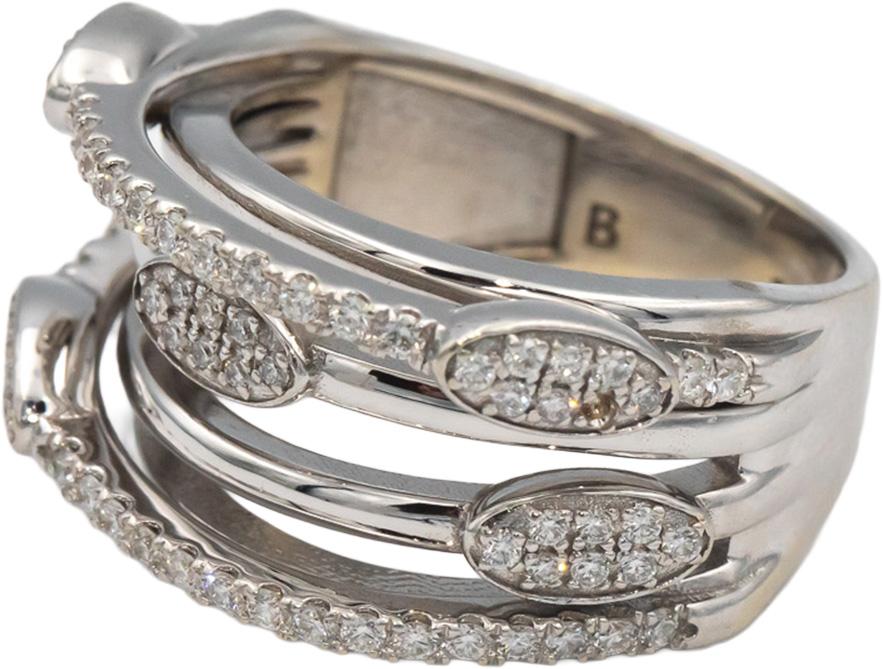 14k White Gold 0.50CT VS Round Cut Diamond Multi-Band Ring Size 5.75