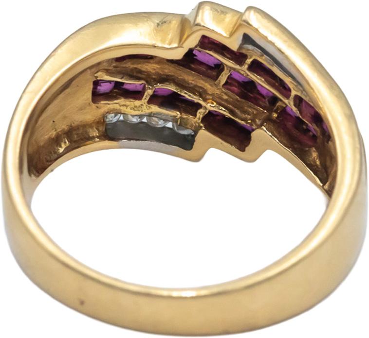 Ruby and Diamond 14k Yellow Gold Channel Set Band Ring 0.70CT Size 7