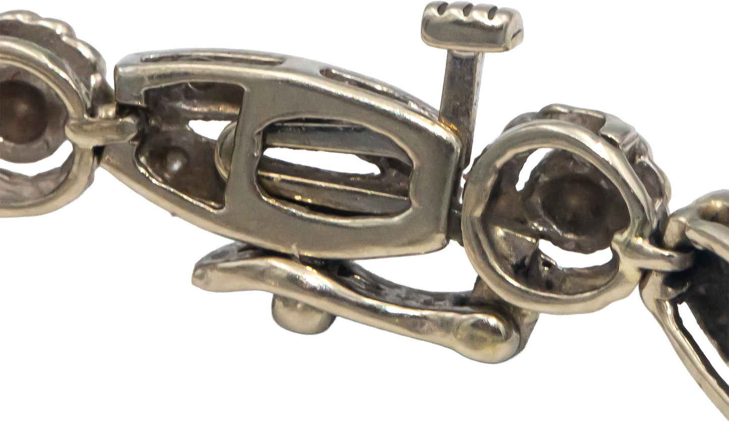 Diamond Round Cut 14k White Gold Jewelry Fancy Link Bracelet 1.0CT