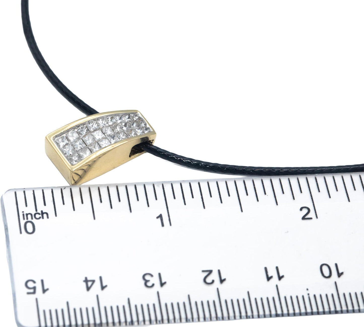 Diamond Princess Cut 14k Yellow Gold Invisible Set Slide Pendant Necklace 1.0CT