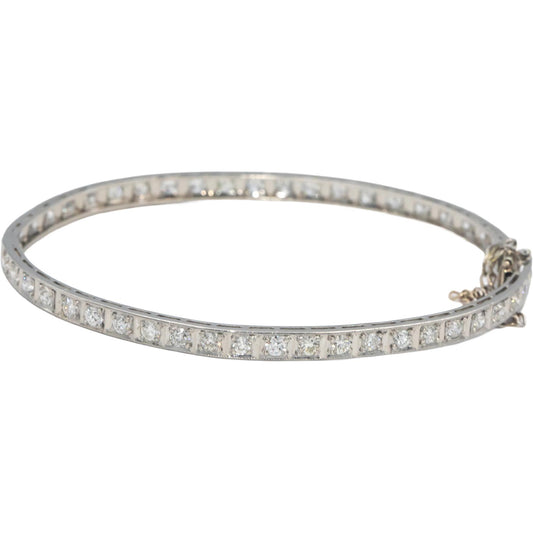 Antique Vintage Platinum & 14k Gold VS Diamond Filigree Bangle Bracelet 3.50CT