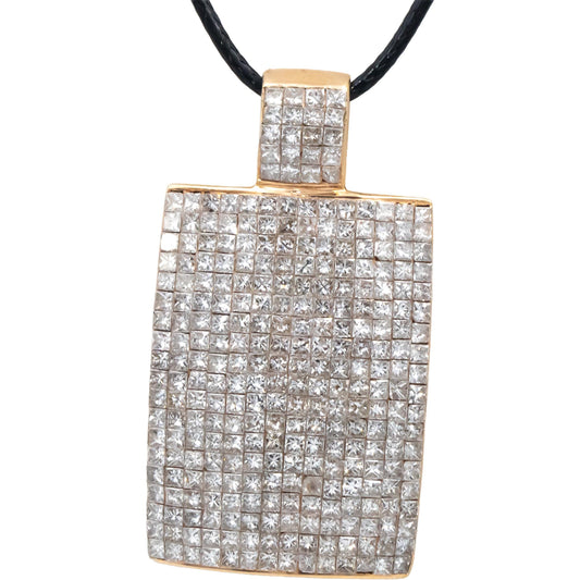 ICEBOX 14k Yellow Gold Princess Cut Diamond Cluster Pendant Necklace 8.23CT