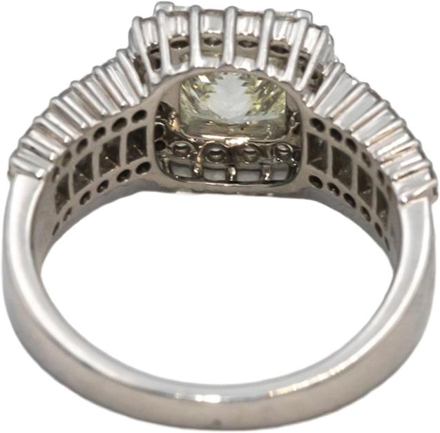 Platinum VS Princess Round Baguette Cut Diamond Ring 3.04CT w/ 2.02CT Center
