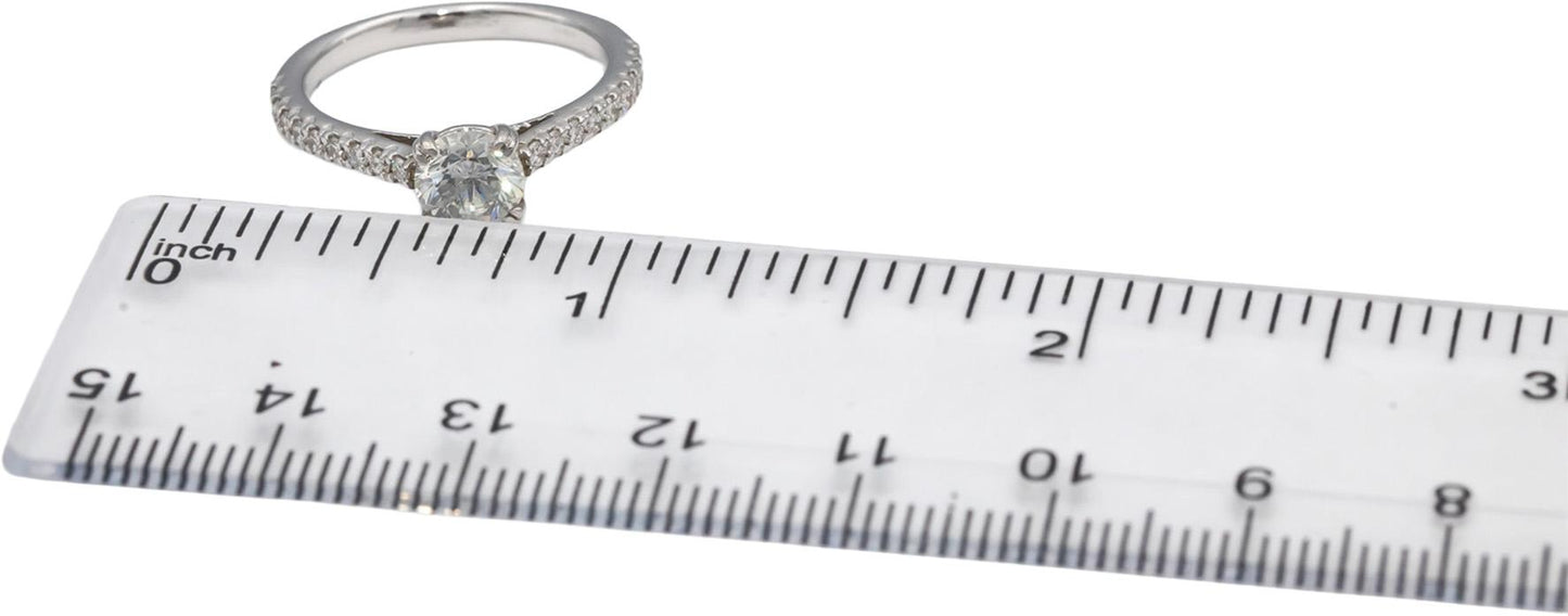 14k White Gold Round Diamond Engagement Ring 1.15CT w/ 0.90CT Center Size 6.25