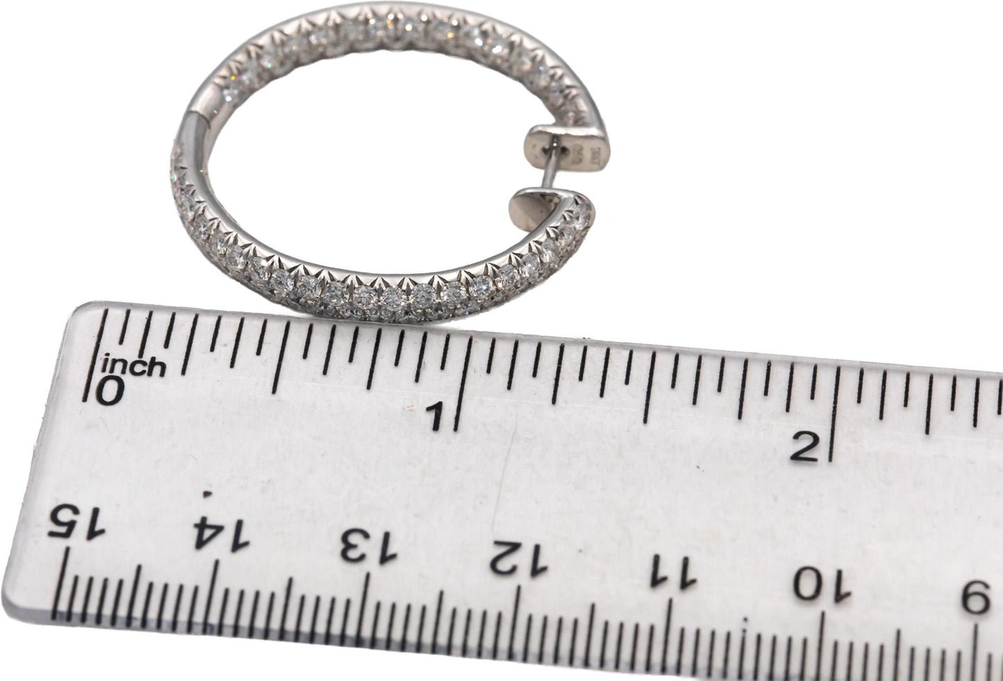 ODELIA Designer 18k White Gold Round Diamond Inside Out Hoop Earrings 3.85CTW