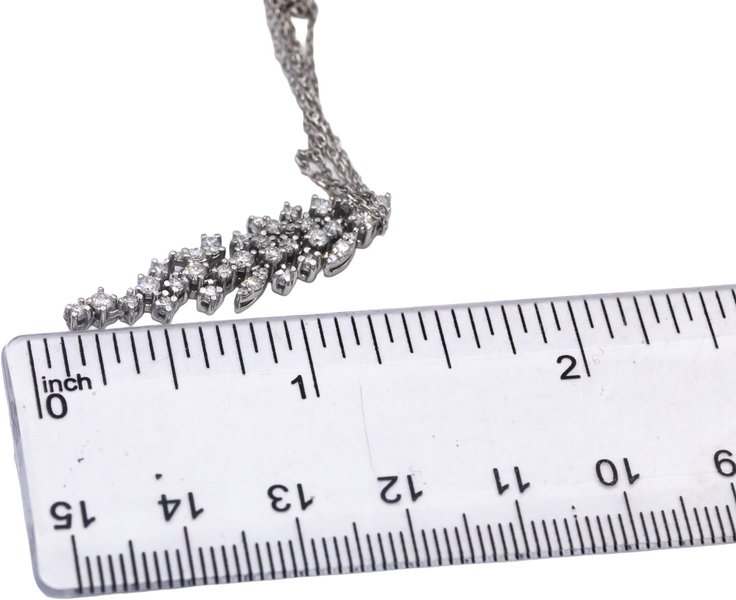 14k White Gold Round Diamond Cluster Pendant Double Chain Necklace 0.35CT