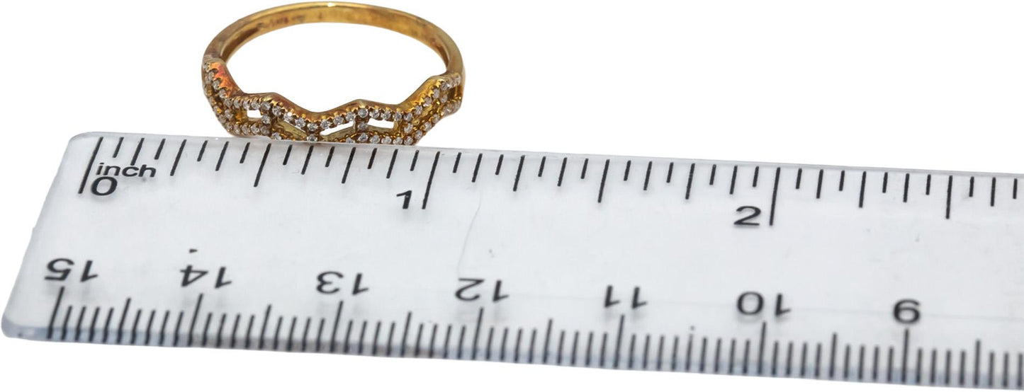 18k Yellow Gold VS Round Diamond Zig Zag Band Ring 0.15CT Size 7