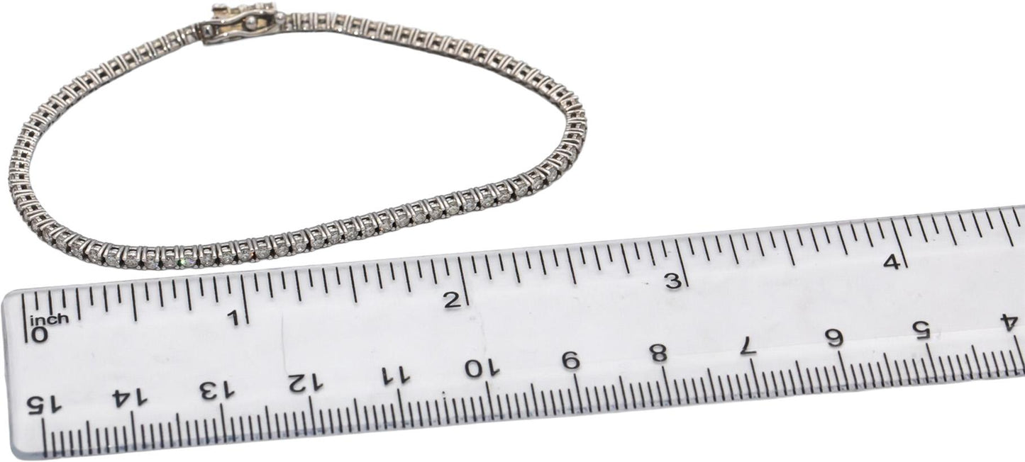 14k White Gold Round Diamond Tennis Bracelet 1.90CT