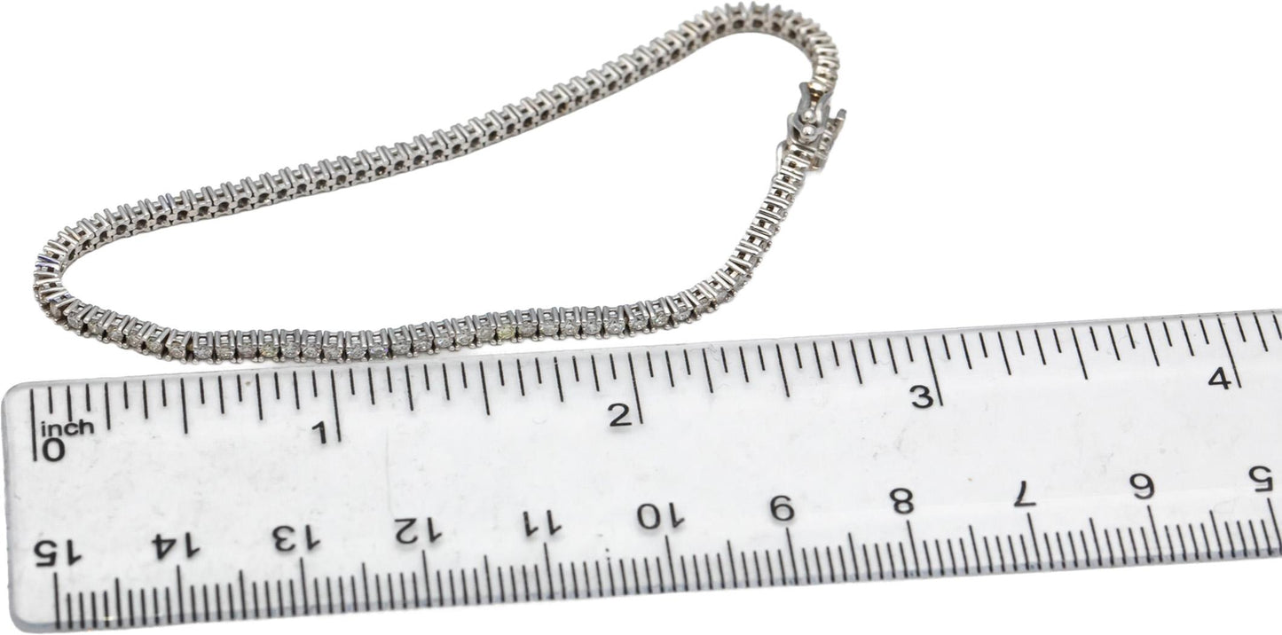 14k White Gold Round Diamond Tennis Bracelet 1.72CT