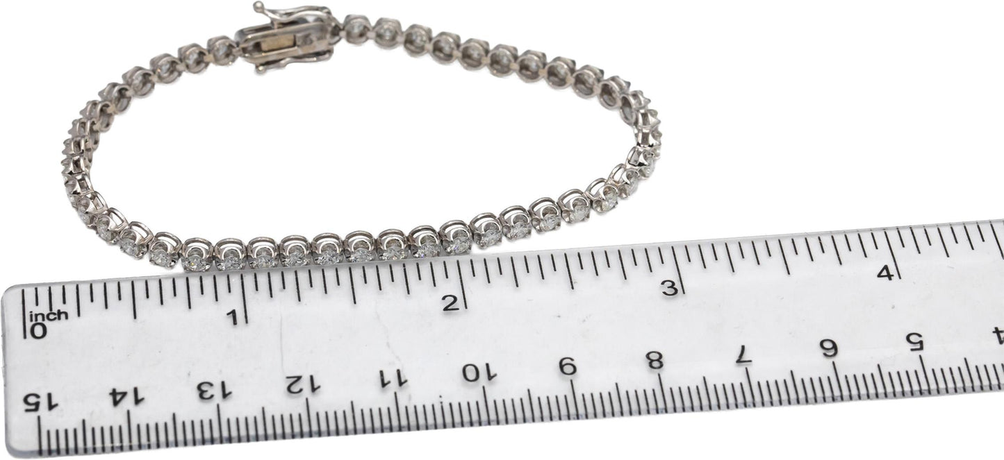 14k White Gold VS Round Diamond Tennis Bracelet 2.65CT