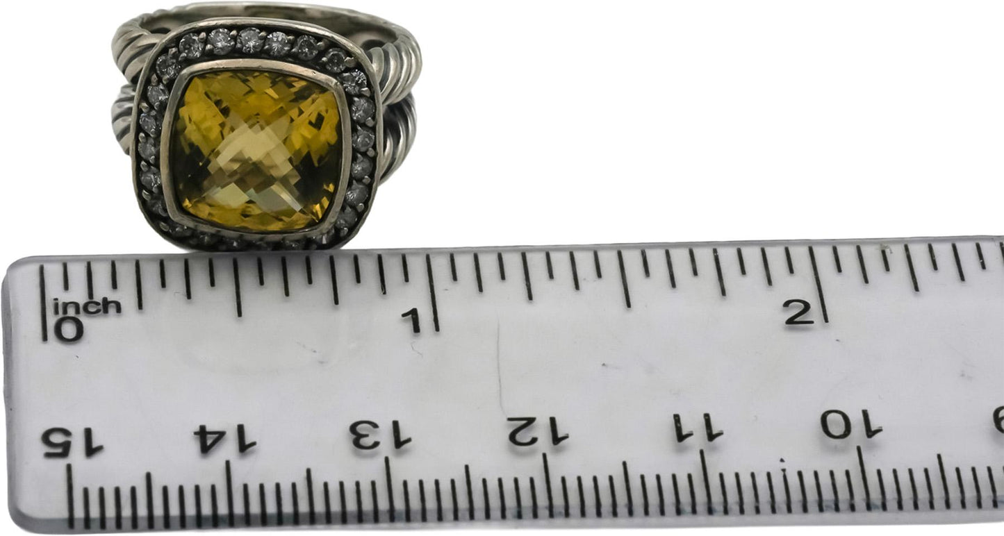 DAVID YURMAN Sterling Silver Diamond and Citrine Albion Ring 0.25CT Size 6