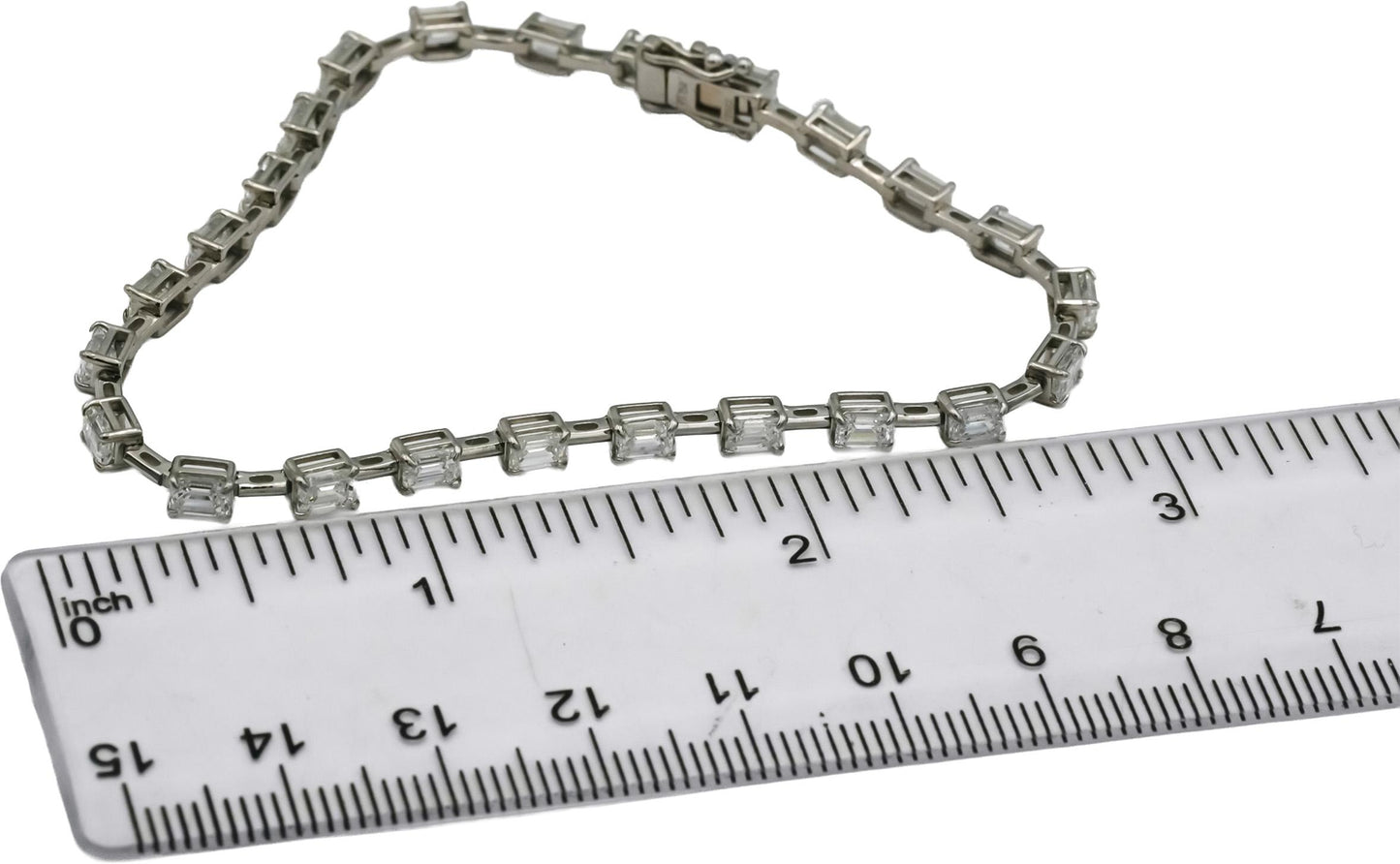 Platinum VS Emerald Cut Diamond Line Bracelet 5.46CT