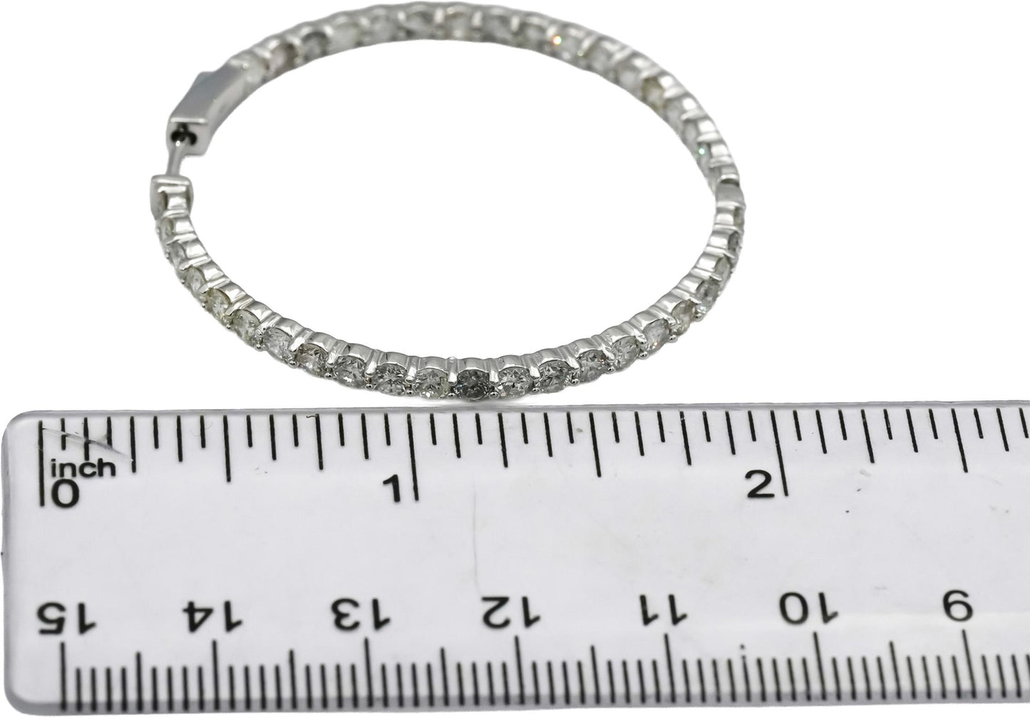 14k White Gold Round Natural Diamond Inside Out Hoop Earrings 6.35CT