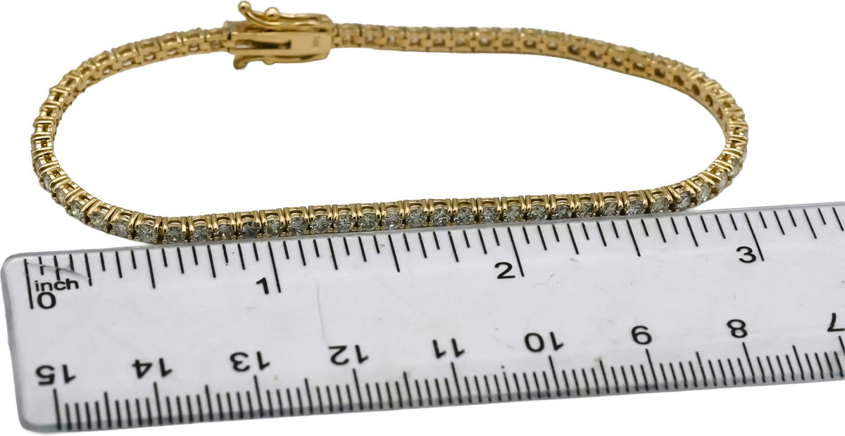 14k Yellow Gold Round Natural Diamond Tennis Bracelet 3.15CT