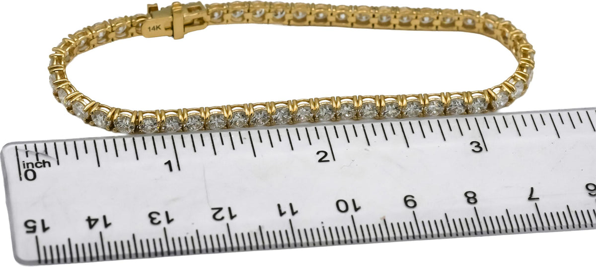 14k Yellow Gold VS Round Lab-Grown Diamond Tennis Bracelet 8.20CT