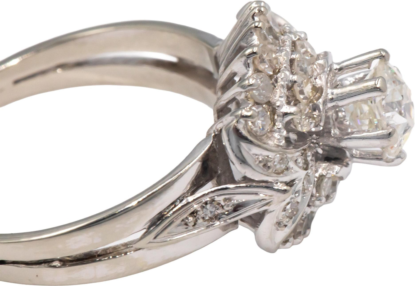 Vintage Antique 18k Gold 1.15CT Diamond Engagement Ring Sz 6.75 w/ .70CT Center