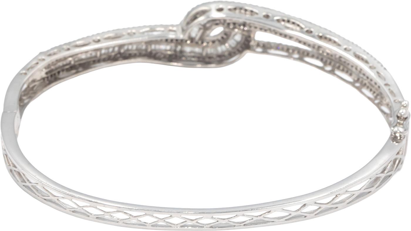 14k White Gold Jewelry 1.50CT Diamond Hinged Bangle Bracelet