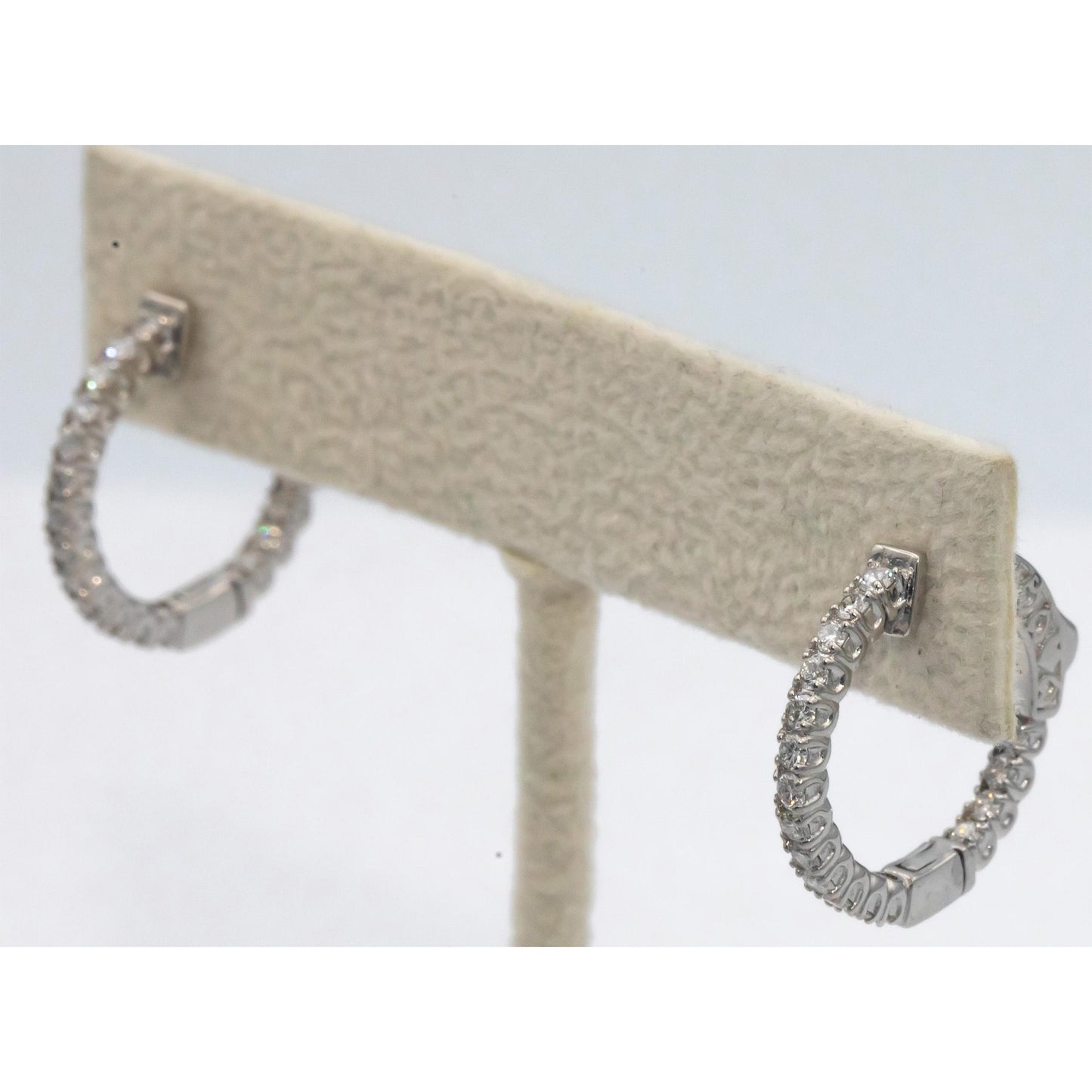 14k White Gold 0.70CT Diamond Inside Out Hoop Earrings