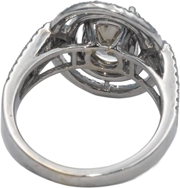 14k White Gold 2.47CT Diamond Cocktail Ring w/ 1.72CT Oval Cut Center Size 6.5