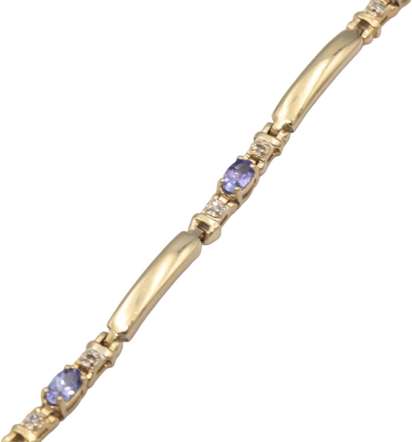 14k Yellow Gold 1.05CT Diamond and Tanzanite Bracelet