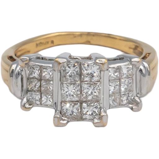 14k Yellow and White Gold 1.0CT Princess Cut Diamond Engagement Ring Size 6.5