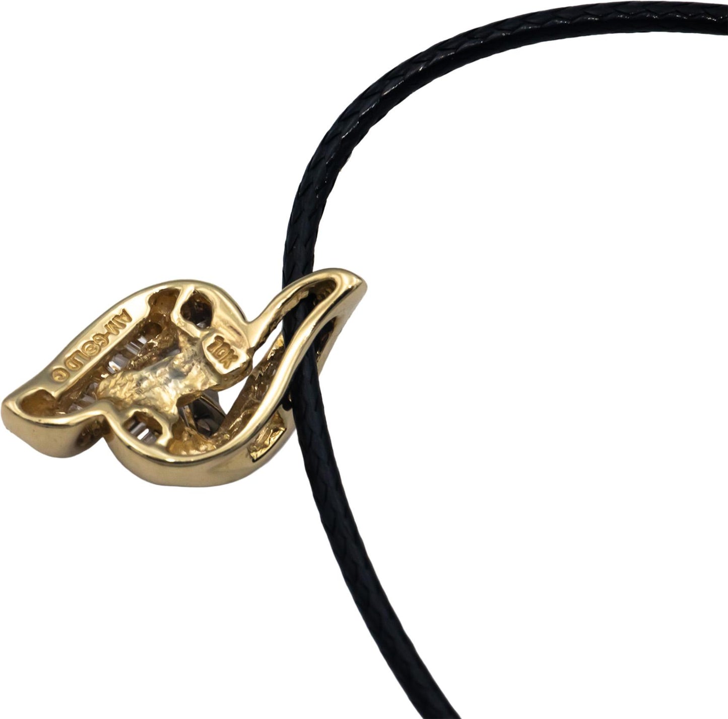 10k Yellow Gold 0.25CT Round and Baguette Cut Diamond Pendant Necklace